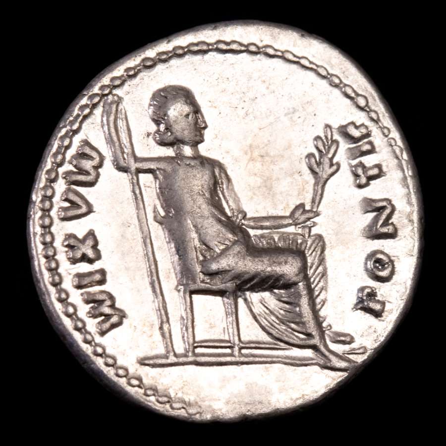 Tiberio, denario del tributo. Lugdunum. PONTIF MAXIM. HERITAGE 21.12 ...